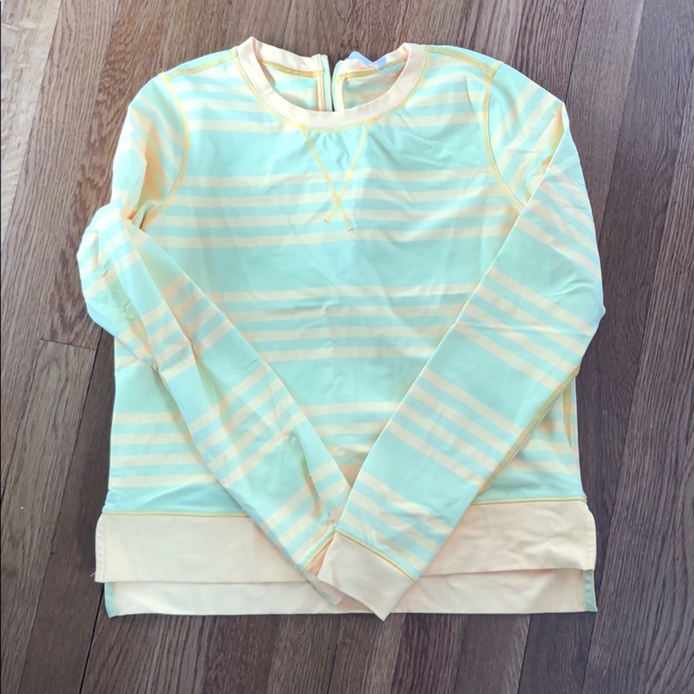 Lululemon yellow striped swim shirt size 6